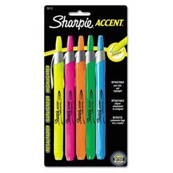New accent&reg highlighter-retractable, five-color f...