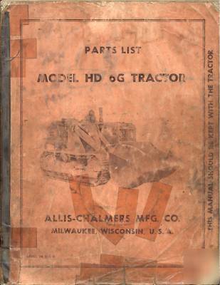 Allis chalmers hd 6G parts list