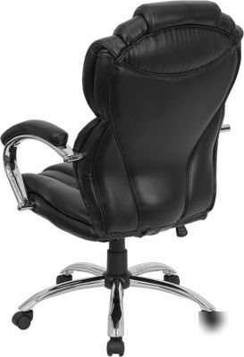 Leather executive office desk chair chrome finish metal