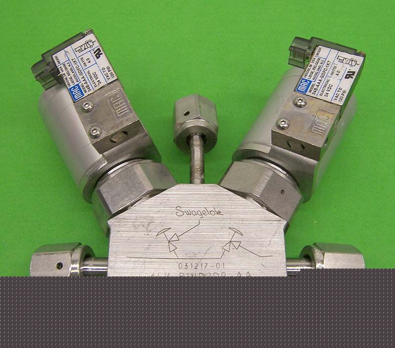 Lot swagelok diaphragm-sealed valve mac solenoid 3-way