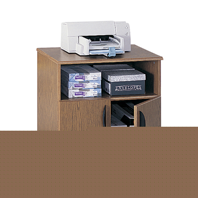 Safco mobile wood machine printer stand medium oak