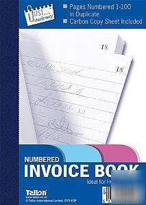Invoice duplicate book numbered 1-100 carbon copy