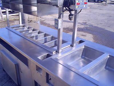 Steam & refridgerated double sided prep table