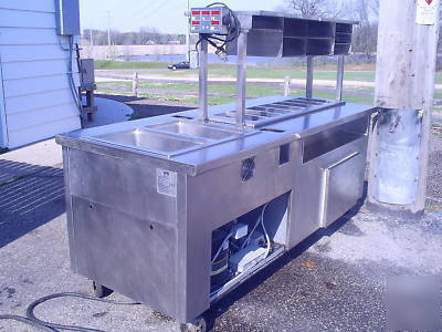 Steam & refridgerated double sided prep table