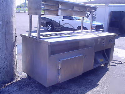 Steam & refridgerated double sided prep table
