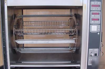 Henny penny scr-8 rotisserie oven w/ barbecue spit rack