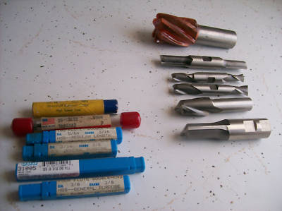 12 peice lot high speed steel end mills 