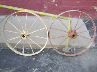 Antique vintage iron steel metal wagon wheels lot of 4 