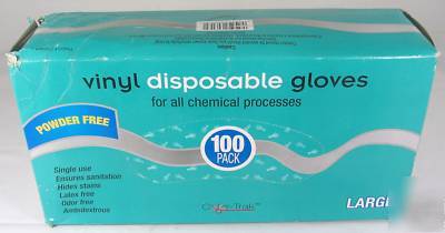 Vinyl disposable gloves 100 pack large powder free
